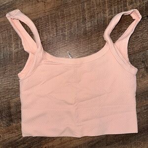Nikibiki pink ribbed cropped tank